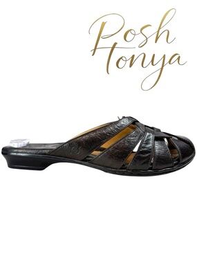 Born Leather Slip On Mules Backless Fisherman Sandals Size 6 Boho Casual